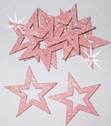 24 Sterne zum Aufbügeln im Glitzerdesign, 35 mm Außendurchmesser babyrosa von CrystalsRus