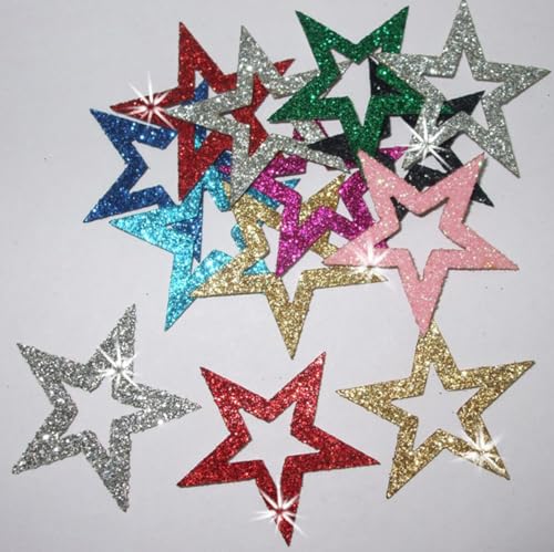 24 Sterne zum Aufbügeln im Glitzerdesign, 35 mm Außendurchmesser mix colour 24 Sterne zum Aufbügeln im Glitzerdesign, 35 mm Außendurchmesser mix colour von CrystalsRus