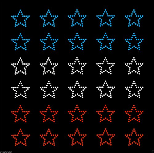 30 USA-Farbsterne zum Aufbügeln, Strass-Steine, Hotflix T-Shirt-Applikation von CrystalsRus