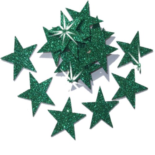 48, 1 Zoll, 25 mm, glitzernd, mit Sternen, aufbügelbar grün von CrystalsRus