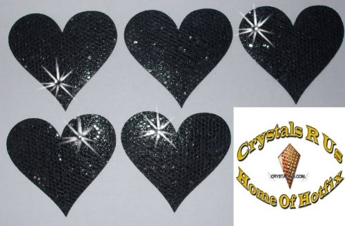 = 5 Fabric Sequin 40mm Hearts Iron-On by CrystalsRus von CrystalsRus