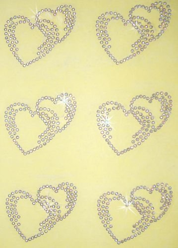 6 Double Herz ab Bügelbild Strass TShirt Transfer 6 Double Herz ab Bügelbild Strass TShirt Transfer von CrystalsRus