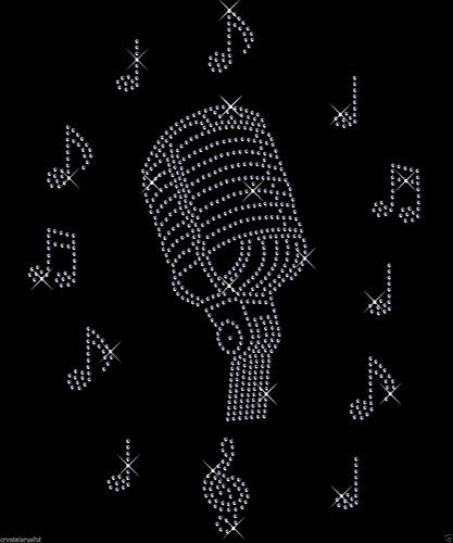 Blaues klassisches Mikrofon + 12 Musiknoten zum Aufbügeln, Strasssteine, Hotfix, T-Shirt-Transfer Blaues klassisches Mikrofon + 12 Musiknoten zum Aufbügeln, Strasssteine, Hotfix, T-Shirt-Transfer von CrystalsRus