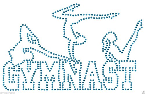 Bügelbild/Aufnäher, Applikation, Motiv: 3 Turnerinnen und Schriftzug „Gymnast“ aus Strasssteinen, T-Shirt-Verzierung blau Bügelbild/Aufnäher, Applikation, Motiv: 3 Turnerinnen und Schriftzug „Gymnast“ aus Strasssteinen, T-Shirt-Verzierung blau von CrystalsRus
