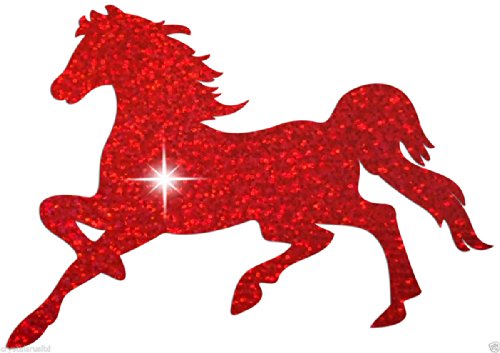 Bügelbild galoppierendes Pferd, glitzernd, für T-Shirt, Junggesellinnenabschied, Party rot von CrystalsRus