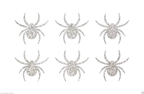 24 silberne Spinne Stoff Glitzer Bügelbild Applikation 2,5 cm von CrystalsRus