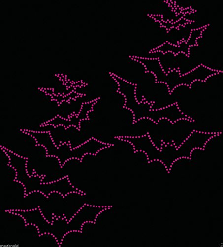 CrystalsRus Bügelbild, Motiv: Fledermäuse, Strasssteine, 12 Stück hot pink von CrystalsRus
