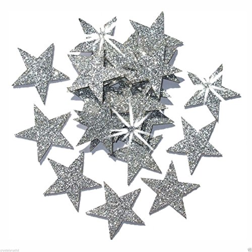 Selbstklebende Glitzer-Sterne, Stern-Aufkleber, zum Selbermachen und kreativen Gestalten von Karten, Weihnachten, 25 mm silber von CrystalsRus