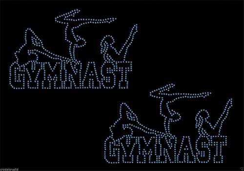 CrystalsRus Hotflix T-Shirt-Applikation zum Aufbügeln, Motiv: Gymnast 3 Dansers, Strasssteine, Blau, 2 Stück von CrystalsRus