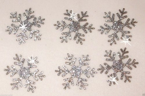 Glitzer-Schneeflocken zum Aufbügeln, 5,1 cm groß, 2 Packungen, 12 Stück silber von CrystalsRus
