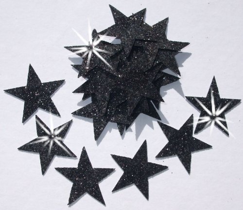 Glitzer-Sterne zum Aufbügeln, 25 mm, 48 Stück schwarz von CrystalsRus