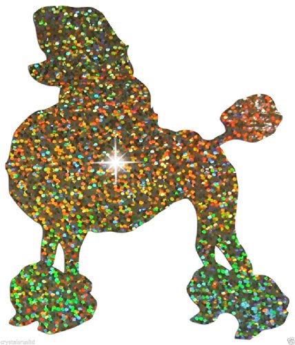 CrystalsRus Pudel Hund Holografische Bügelbild Bling Neuheit DIY Party Tshirt Transfer Aufnäher Patch Gold von CrystalsRus