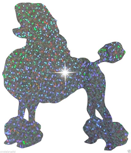 CrystalsRus Pudel Hund Holografische Bügelbild Bling Neuheit DIY Party Tshirt Transfer Aufnäher Patch Silber von CrystalsRus
