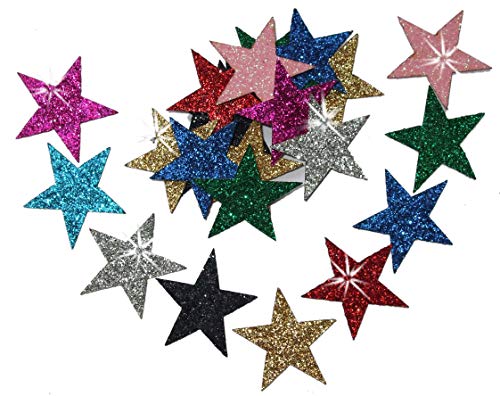 Mix Colours 48 Fabric Glitter 25mm Star Iron-On by CrystalsRus von CrystalsRus
