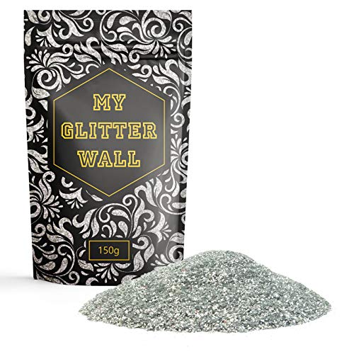 MyGlitterWall Silber Glitzer für Dispersionsfarbe, 150 g, Glitzer für Wandfarbe zum mischen, Glitter Farbzusatz - perfekt für innen und außen MyGlitterWall Silber Glitzer für Dispersionsfarbe, 150 g, Glitzer für Wandfarbe zum mischen, Glitter Farbzusatz - perfekt für innen und außen von CrystalsRus