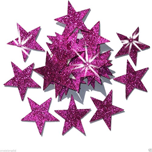 Selbstklebende Glitzer-Sterne, Stern-Aufkleber, zum Selbermachen und kreativen Gestalten von Karten, Weihnachten, 25 mm hot pink von CrystalsRus
