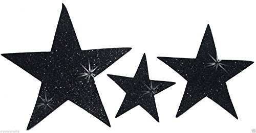 Selbstklebende Glitzer-Sterne, Stern-Aufkleber, zum Selbermachen und kreativen Gestalten von Karten, Weihnachten, 6 Stück Schwarz von CrystalsRus