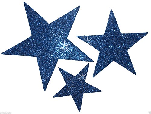 6 selbstklebende Glitzer Star Aufkleber Karte machen Craft DIY Weihnachten blau von CrystalsRus