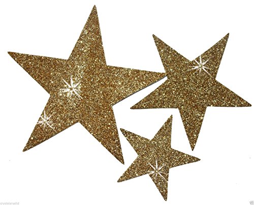 6 selbstklebende Glitzer Star Aufkleber Karte machen Craft DIY Weihnachten gold von CrystalsRus