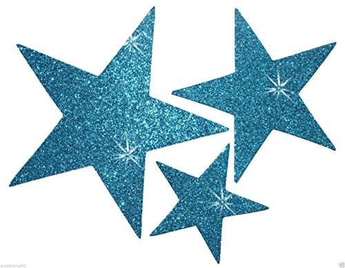 Selbstklebende Glitzer-Sterne, Stern-Aufkleber, zum Selbermachen und kreativen Gestalten von Karten, Weihnachten, 6 Stück hellblau von CrystalsRus