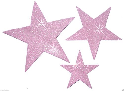 CrystalsRus 6 Selbstklebende Glitzer Star Aufkleber Karte Machen Craft DIY Weihnachten Hellrosa von CrystalsRus