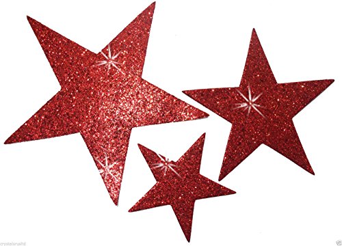 Selbstklebende Glitzer-Sterne, Stern-Aufkleber, zum Selbermachen und kreativen Gestalten von Karten, Weihnachten, 6 Stück rot von CrystalsRus