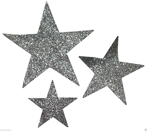 Selbstklebende Glitzer-Sterne, Stern-Aufkleber, zum Selbermachen und kreativen Gestalten von Karten, Weihnachten, 6 Stück silber von CrystalsRus