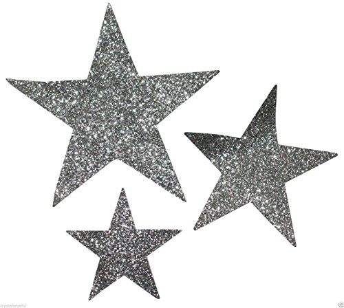 Selbstklebende Glitzer-Sterne, Stern-Aufkleber, zum Selbermachen und kreativen Gestalten von Karten, Weihnachten, 6 Stück silber Selbstklebende Glitzer-Sterne, Stern-Aufkleber, zum Selbermachen und kreativen Gestalten von Karten, Weihnachten, 6 Stück silber von CrystalsRus