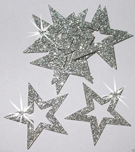 Sliver 35mm self adhesive Outline Glitter Star Sticker Card making craft christmas by CrystalsRus von CrystalsRus