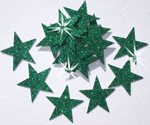 Sterne zum Aufbügeln aus Glitzerstoff, 48 Stück, 25 mm grün von CrystalsRus