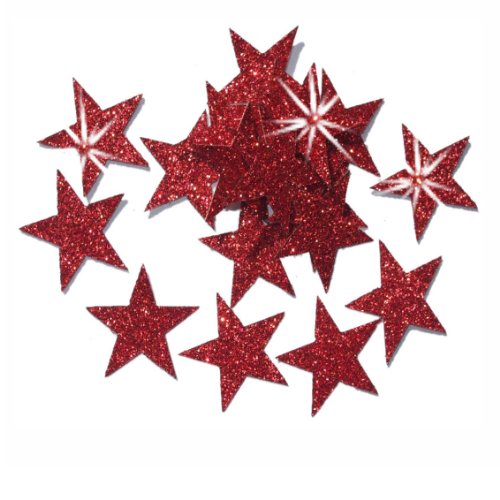 Sterne zum Aufbügeln aus Glitzerstoff, 48 Stück, 25 mm rot Sterne zum Aufbügeln aus Glitzerstoff, 48 Stück, 25 mm rot von CrystalsRus