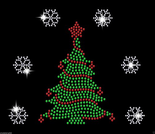 Weihnachtsbaum mit Schneeflocke Kristall Weihnachten Festlich Eisen auf Hotfix Applikation von CrystalsRus