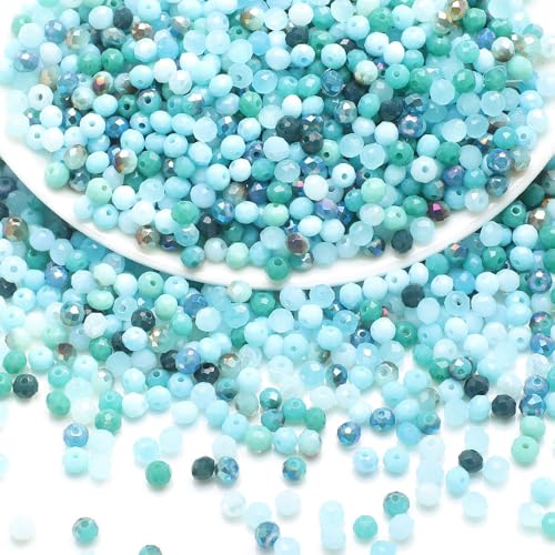 100 Stück 8 mm mehrfarbige facettierte Kristall-Briolette-Glasperlen für Schmuckherstellung, Rondelle-Abstandshalter mit Loch von CrzBeadss