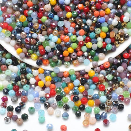 200 Stück 6 mm mehrfarbige facettierte Kristall-Briolette-Glasperlen für Schmuckherstellung, Rondelle-Abstandshalter mit Loch 200 Stück 6 mm mehrfarbige facettierte Kristall-Briolette-Glasperlen für Schmuckherstellung, Rondelle-Abstandshalter mit Loch von CrzBeadss