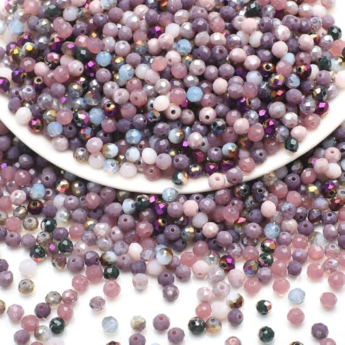 200 Stück 6 mm mehrfarbige facettierte Kristall-Briolette-Glasperlen für Schmuckherstellung, Rondelle-Abstandshalter mit Loch von CrzBeadss