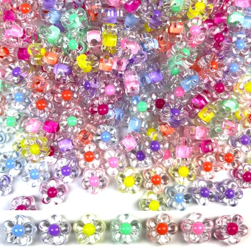 Acryl-Blumenperlen für Armbänder, verschiedene Bonbonfarben, Blumenperlen für Schmuckherstellung, handgefertigtes Armband, Halskette, Charms, Schlüsselanhänger, Bastelbedarf, 200 Stück von CrzBeadss