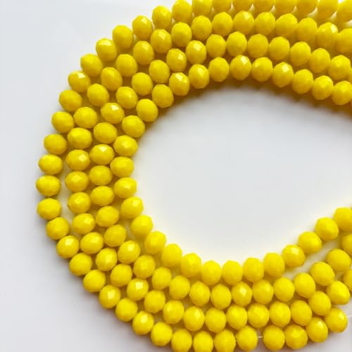 CrzBeadss Briolette-Glasperlen zur Schmuckherstellung, 8 mm, facettierte Kristallperlen für Armbänder, runde gelbe Glasperlen, Großpackung für Handwerk, Weinanhänger, Windspiele, Sonnenfänger, 265 von CrzBeadss
