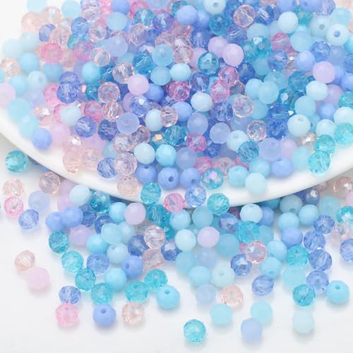 CrzBeadss Glasperlen zur Schmuckherstellung, 6 mm, mehrfarbig, facettierte Kristallperlen für Armbandherstellung, Glas-Briolette-Abstandshalter mit Loch, Rondelle-Kristallperlen für Bastelarbeiten von CrzBeadss