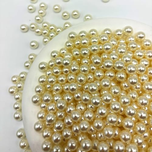 CrzBeadss Perlen ohne Loch, 500 Stück, elfenbeinfarbene Perlen zum Basteln, 5 mm Perlen für DIY, Tischstreuung, Zuhause, Hochzeit, Geburtstagsfeier, Heimdekoration, Hochzeit, Geburtstagsparty von CrzBeadss