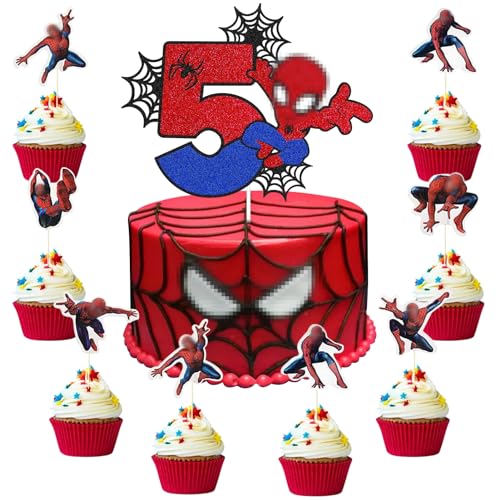 25 Stück Happy Birthday Tortendeko,5 Jahre alte Kuchen Topper,Nummer 5 Tortenaufsatz,Geburtstag Cupcake Toppers,Tortendeko Geburtstag,Cake Topper für Kinder Geburtstag von Crzyplea