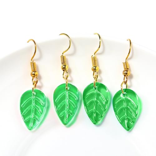 100pcs Blattperlen 0, 39 x 0, 71 Zoll DIY Dekorative kleine grüne Glasblattperlen für Schmuck Wind Glocken von Csafyrt