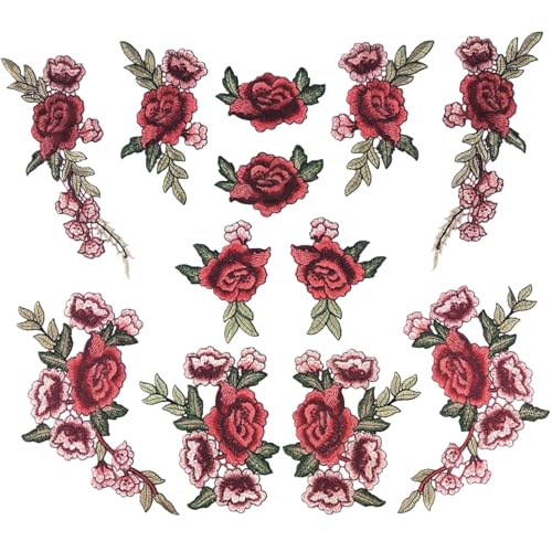 12 pcs Blumeneisen auf Flecken rote Rose bestickte Blumenapplikationen elegante Pfingstrosen Nähen auf Flecken DIY Kragen Büste Kleiderbeutel Schuhe Schuhe 12 pcs Blumeneisen auf Flecken rote Rose bestickte Blumenapplikationen elegante Pfingstrosen Nähen auf Flecken DIY Kragen Büste Kleiderbeutel Schuhe Schuhe von Csafyrt