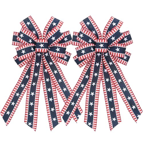 2pcs rot weiß und blaues Bandbogen für Kranz, 11,4x20.9 Patriotisches Bandhängedekor für Fenster, Türen, Kränze, Banister, Zäune 2pcs rot weiß und blaues Bandbogen für Kranz, 11,4x20.9 Patriotisches Bandhängedekor für Fenster, Türen, Kränze, Banister, Zäune von Csafyrt