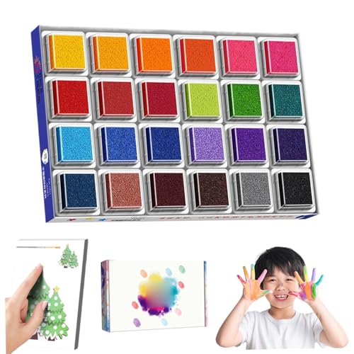 Csafyrt Fingerabdruck Ink Pad 24 Farben Bildungsstempelpolster für Kinder sicher und waschbarer Fingerabdruck Tintenpolster Fun Fingerfarbe Kit Kit Csafyrt Fingerabdruck Ink Pad 24 Farben Bildungsstempelpolster für Kinder sicher und waschbarer Fingerabdruck Tintenpolster Fun Fingerfarbe Kit Kit von Csafyrt