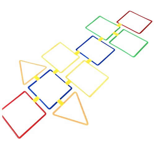 Csafyrt Hopscotch Rings Game, 10pcs Hopscotch Rings 15inch Square ＆ Triangle Multi-Farben-Hinderniskurse Spaß Spiel Kinder Outdoor-Spielausrüstung von Csafyrt