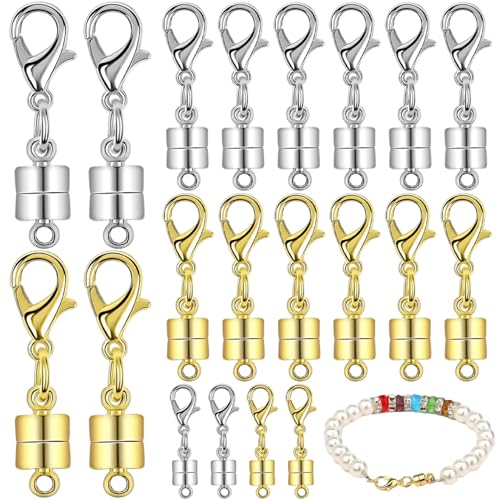 Magnetische Halskette Verschluss, 20pcs Gold- und Silberschmuckverschlüsse und Verschlüsse für Halsketten Armband -Kochketten -Schmuck Schmuck DIY -Handwerk machen von Csafyrt