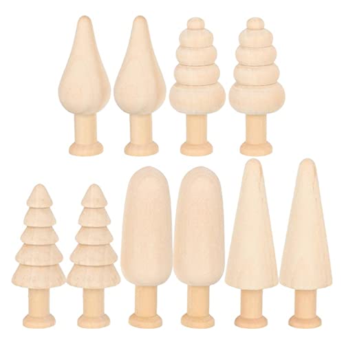 Unfertige Holzbäume Peg Doll Mini -Bäume für Basteln Holz leere Malereien Spielzeugmodelle für DIY -Dekoration 10pcs von Csafyrt