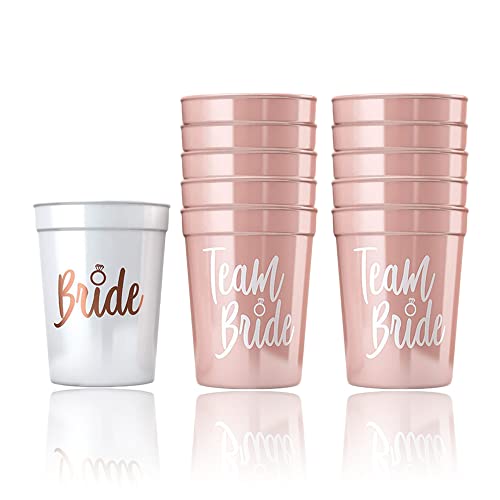 Csirnto Bride Tribe Cups 11 Stück, Party Braut Becher Dusche Becher Trinkbecher Rosa und Weiß Bachelorette Party Cups Brautjungfer Dekorationen für Junggesellenabschied Braut Party Party Becher Set von Csirnto