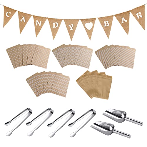 Csirnto Candy Bar Zubehör, 4 Stücke Zuckerzange und 2 Stücke Schaufeln + Candybar Girlande Banner + 50 Stück Papiertüten, Süßigkeiten Zange Eiswürfelzange Servierzange für Hochzeit Party Geburtstag Csirnto Candy Bar Zubehör, 4 Stücke Zuckerzange und 2 Stücke Schaufeln + Candybar Girlande Banner + 50 Stück Papiertüten, Süßigkeiten Zange Eiswürfelzange Servierzange für Hochzeit Party Geburtstag von Csirnto