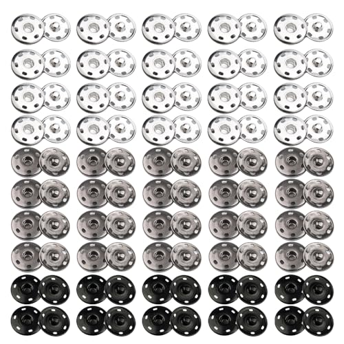 Csirnto Druckknopf Nähen 50 Stück Sätze Annähen Druckknöpfe Aus Metall Press-Studs Snaps Verdeckte Metallschnalle Reparaturknöpfe 12mm Nähschnalle für Kleidern Blusen Handwerk Handtasche von Csirnto